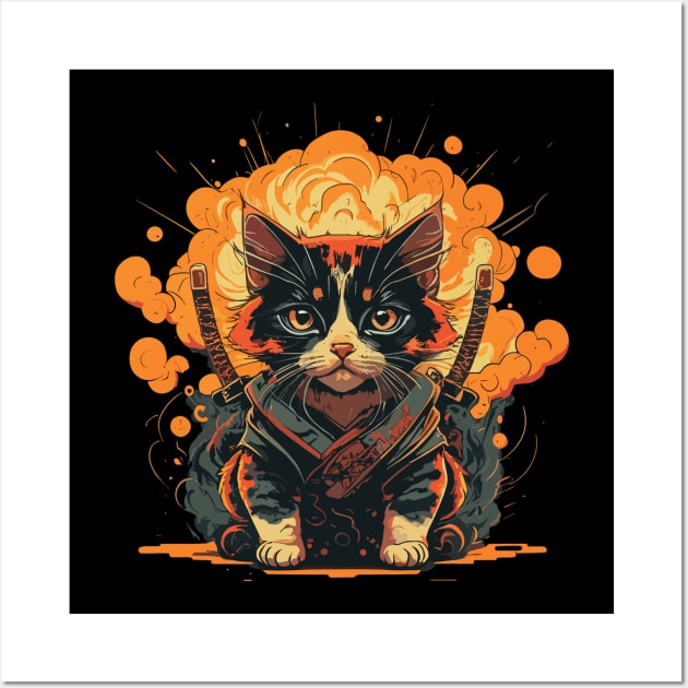 ninja cat Wall Art by la chataigne qui vole ⭐⭐⭐⭐⭐